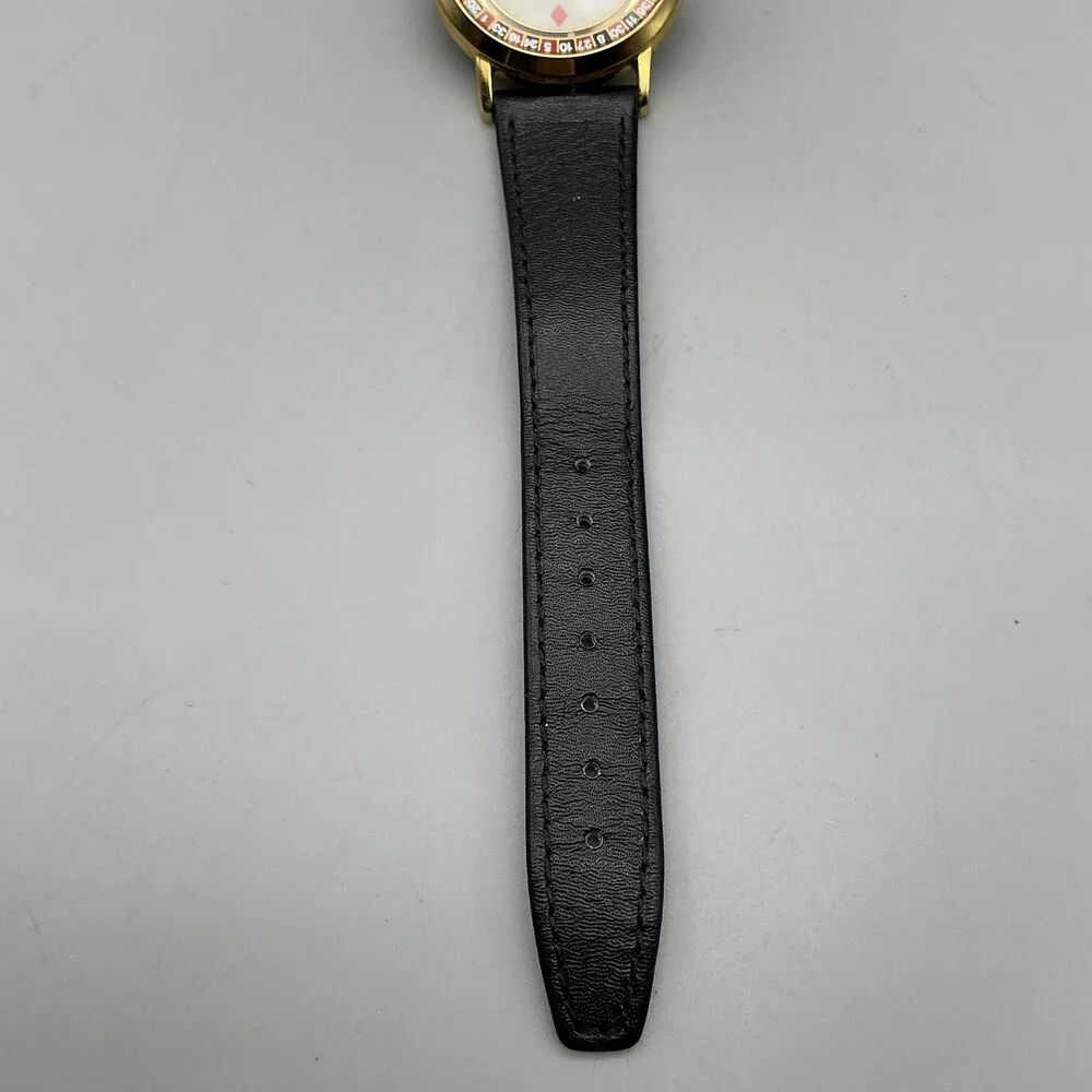 Vintage Pearl Unisex Watch 33mm MOP Casino Roulette Bezel Leather New Battery